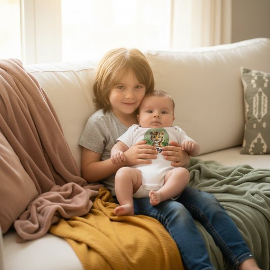 Cute Baby Tiger Jungle Nursery Personalized Name Romper