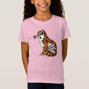 Cute Baby Tiger met gestreept vlinder T-shirt