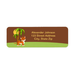 Cute Baby Tiger Return Address Labe Etiket