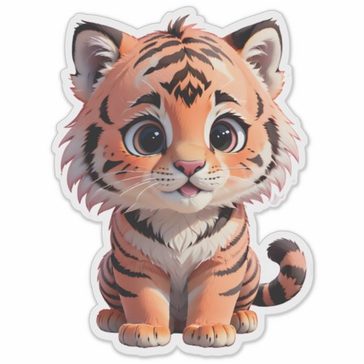 Cute Baby Tiger Sticker (Voorkant)