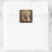 Cute Baby Tiger Vierkante Sticker (Tas)
