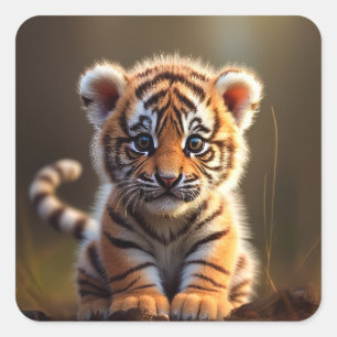 Cute Baby Tiger Vierkante Sticker