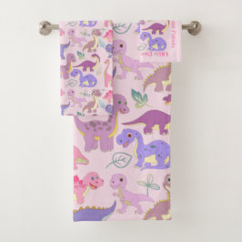 Cute baby toddler dinosaurus collage patroon bad handdoek