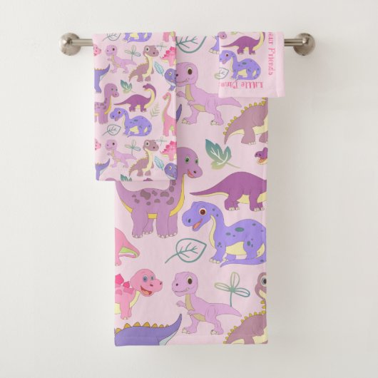 Cute baby toddler dinosaurus collage patroon bad handdoek (Insitu)