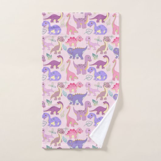 Cute baby toddler dinosaurus collage patroon bad handdoek (Handdoek)