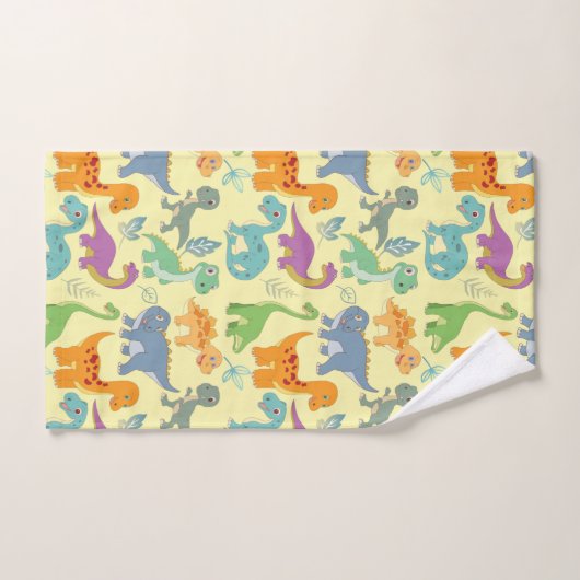 Cute baby toddler dinosaurus collage patroon bad handdoek (Handdoek)