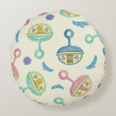 Cute Baby Toy Rattle Round Pillow Rond Kussen (Achterkant)