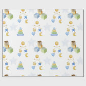 Cute Baby Toys Pattern Waterverf Baby shower Cadeaupapier (Vlak)