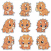 Cute Baby Triceratops Dinosaur Vinyl Sticker (Voorkant)