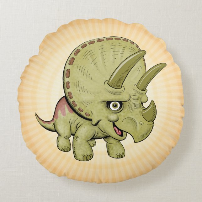 Cute Baby Triceratops Pillow Rond Kussen (Voorkant)