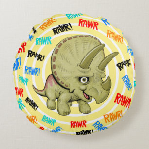 Cute Baby Triceratops RAWR Pillow Rond Kussen