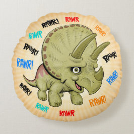 Cute Baby Triceratops RAWR Pillow Rond Kussen