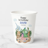 Cute baby tropische dinosaurussen! 1e verjaardag  papieren bekers (Voorkant)