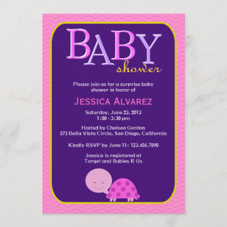 Cute Baby Turtle Baby Girl Baby shower Kaart