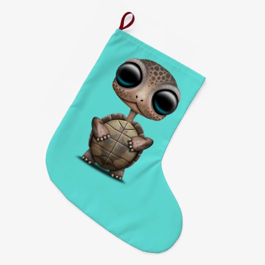 Cute Baby Turtle Grote Kerstsok (Voorkant (Hangend))