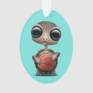 Cute Baby Turtle-play met honkbal Ornament
