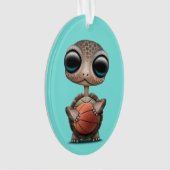 Cute Baby Turtle-play met honkbal Ornament (voorkant)