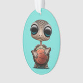Cute Baby Turtle-play met honkbal Ornament (voorkant)