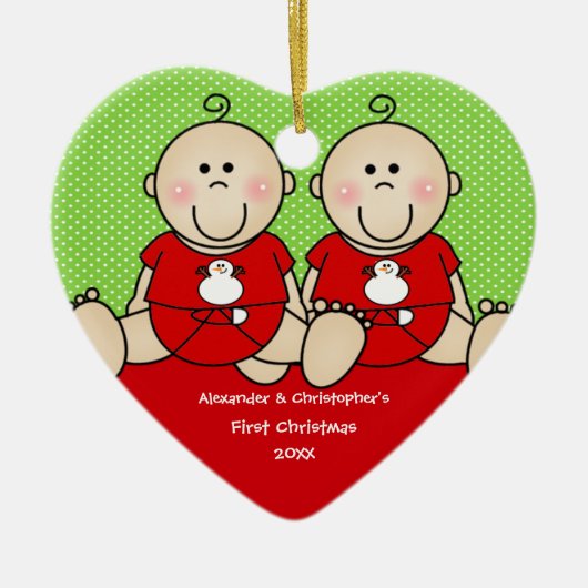 Cute Baby Twin's First Kerstornament Keramisch Ornament (Voorkant)