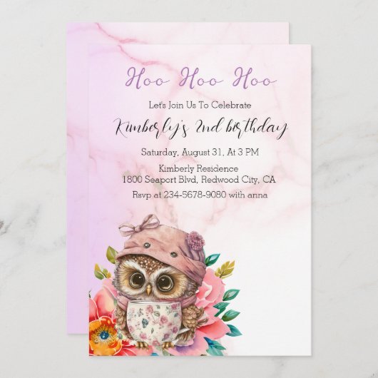 Cute Baby Uil Kaart (Voorkant / Achterkant)