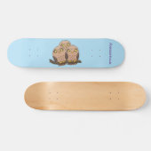 Cute baby uil trio cartoon illustratie persoonlijk skateboard (Horizontaal)