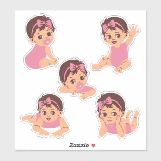 Cute Baby Uitknipbare Sticker Sheet Met Bruin Haar (Vel)