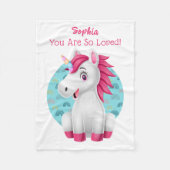 Cute Baby Unicorn Art, Child's Name & Message Fleece Deken (Voorkant)