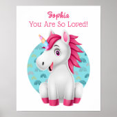Cute Baby Unicorn Art, Child's Name & Message Poster (Voorkant)