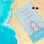 Cute Baby Unicorn Blauwgroen Aangepaste keuken Strandlaken