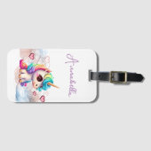 Cute Baby Unicorn en Hearts Bagagelabel (Voorkant (horizontaal))