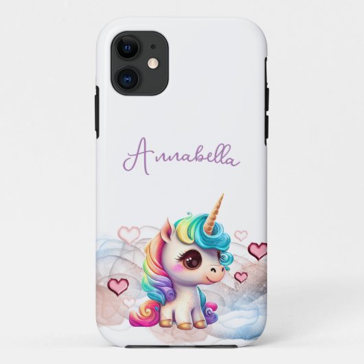 Cute Baby Unicorn en Hearts Case-Mate iPhone Case (Achterkant)