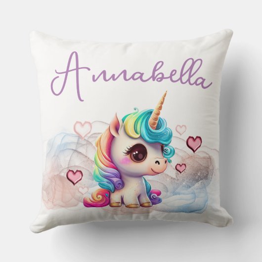 Cute Baby Unicorn en Hearts Kussen (Achterkant)