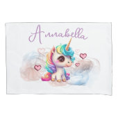 Cute Baby Unicorn en Hearts Kussensloop (Voorkant)