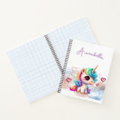 Cute Baby Unicorn en Hearts Notitieboek (Binnen)