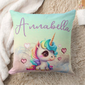 Cute Baby Unicorn en Hearts op regenboog Kussen (Deken)