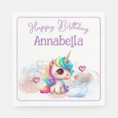 Cute Baby Unicorn en Hearts Servet (Voorkant)