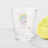 Cute Baby Unicorn en Rainbows Shot Glas (Achterkant)