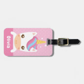 Cute Baby Unicorn Girls Persoonlijk Bagagelabel (Voorkant horizontaal)