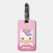 Cute Baby Unicorn Girls Persoonlijk Bagagelabel (Achterkant verticaal)