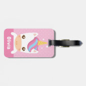 Cute Baby Unicorn Girls Persoonlijk Bagagelabel (Achterkant horizontaal)