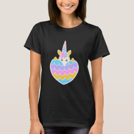 Cute Baby Unicorn Hiding Behind Heart Pastel Lover T-shirt