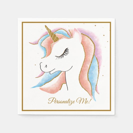 Cute Baby Unicorn Magical Pastel Persoonlijk Servet (Voorkant)