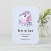 Cute Baby Unicorn Magische Waterverf Save The Date (Staand voorkant)