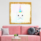 Cute Baby Unicorn met Wings Canvas Afdruk (Insitu (Woonkamer))