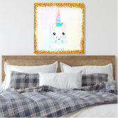 Cute Baby Unicorn met Wings Canvas Afdruk (Insitu (Slaapkamer))