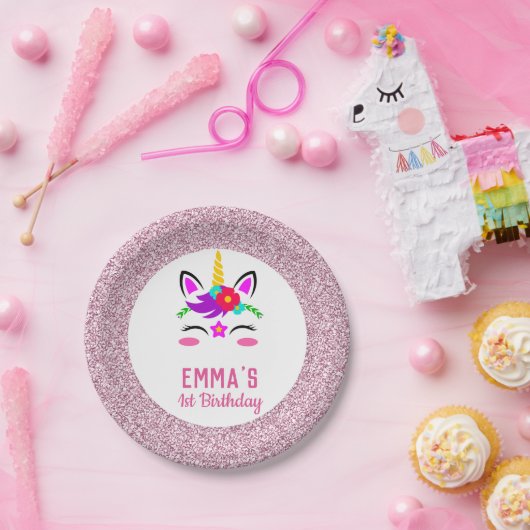 Cute Baby Unicorn Paper Bord (Feest)