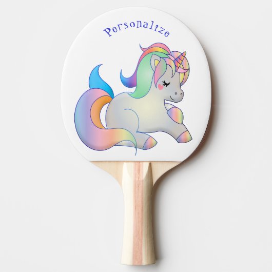 Cute Baby Unicorn Pastel Fantasy Personalized Tafeltennisbatje (Voorkant)