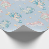 Cute Baby Unicorn Pink Blue Pastel Nursery Child Cadeaupapier (Hoek)