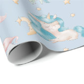 Cute Baby Unicorn Pink Blue Pastel Nursery Child Cadeaupapier (Rol Hoek)