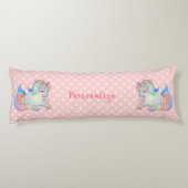 Cute Baby Unicorn Pink Pastel Beddengoed Lichaamskussen (Achterkant)